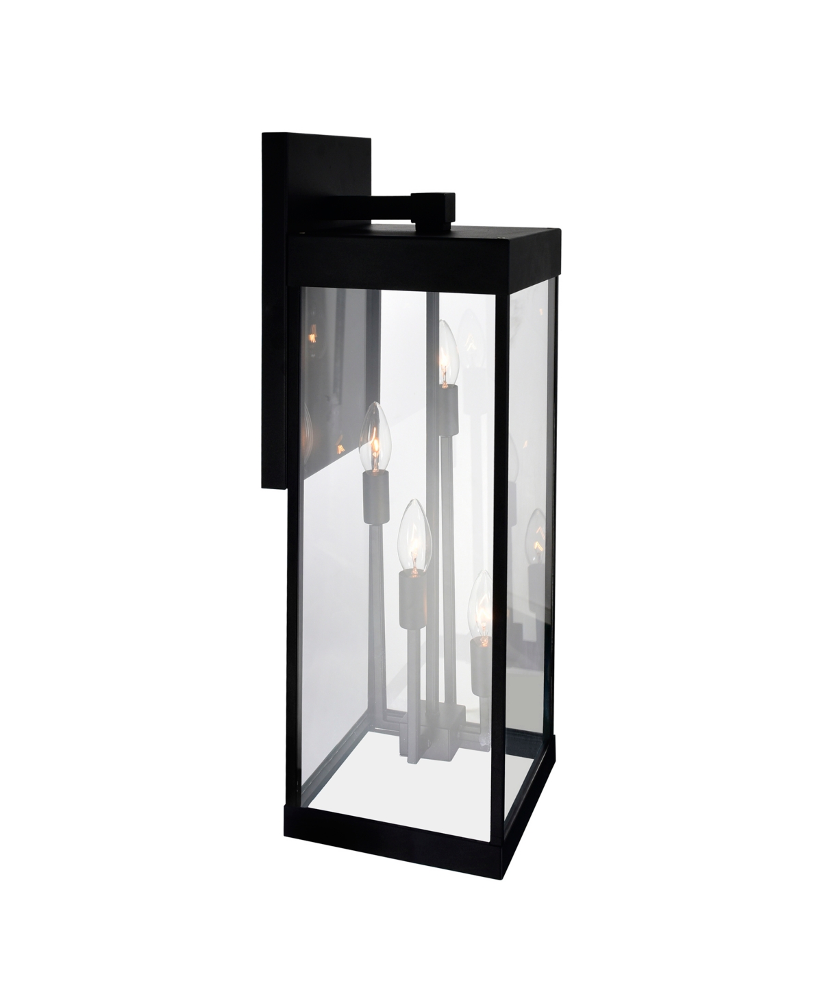 Cwi Lighting 26" Metal Windsor 4 Light Outdoor Wall Light In Black