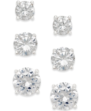 image of Giani Bernini Cubic Zirconia Stud Earring Set in 18k Gold over Sterling Silver or Sterling Silver, Created for Macy-s
