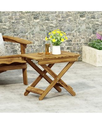 Streamdale Outdoor Folding Wooden Side Table, Natural, 15"D x 22.75"W x 18.25"H