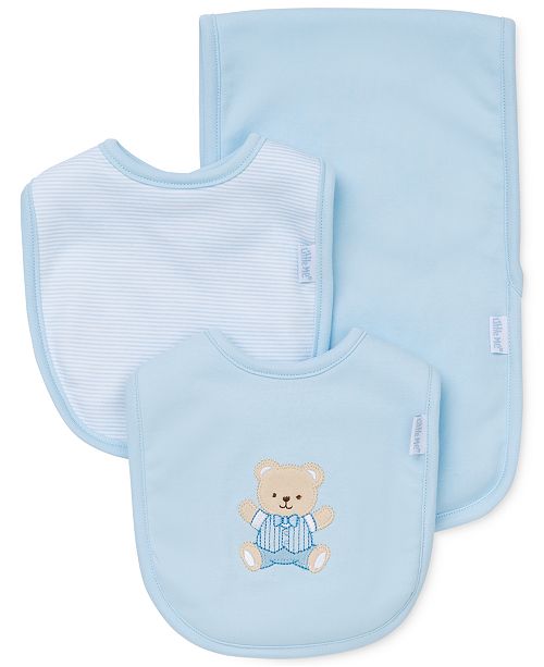 Little Me Baby Boys 3 Piece Cute Bear Bib Burp Cloth Set