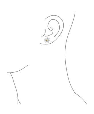 Summer Spring Time Two Tone Charm Sunflower Daisy Flower Stud Earring Yellow Gold Plated Sterling Silver
