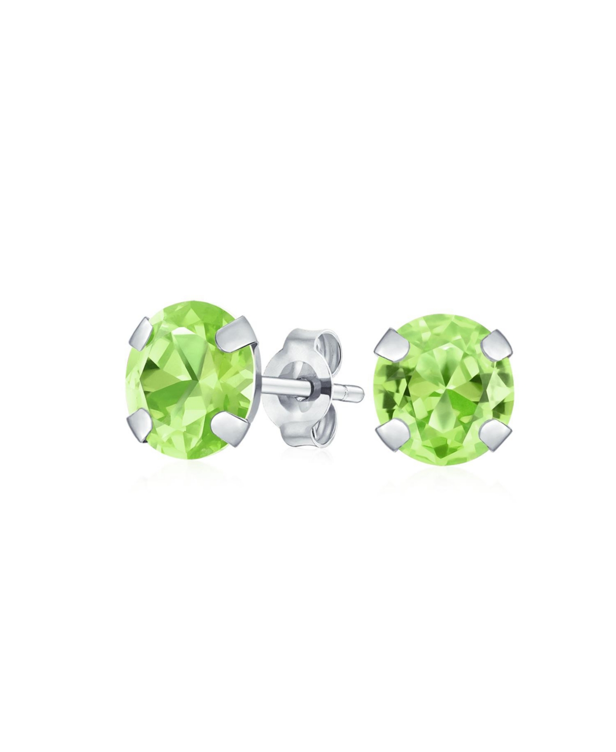 Bling Jewelry 1.4CT Round Natural Peridot Stud Earrings 14K White Golds 6MM