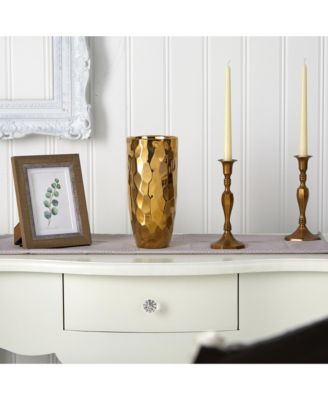 Designer Gold Cylinder Vase Luxurious Home Decor Accent