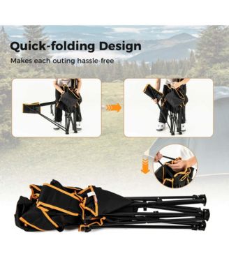 2 PCS Folding Camping Chair with Footrest Adjustable Backrest Padded Cushion