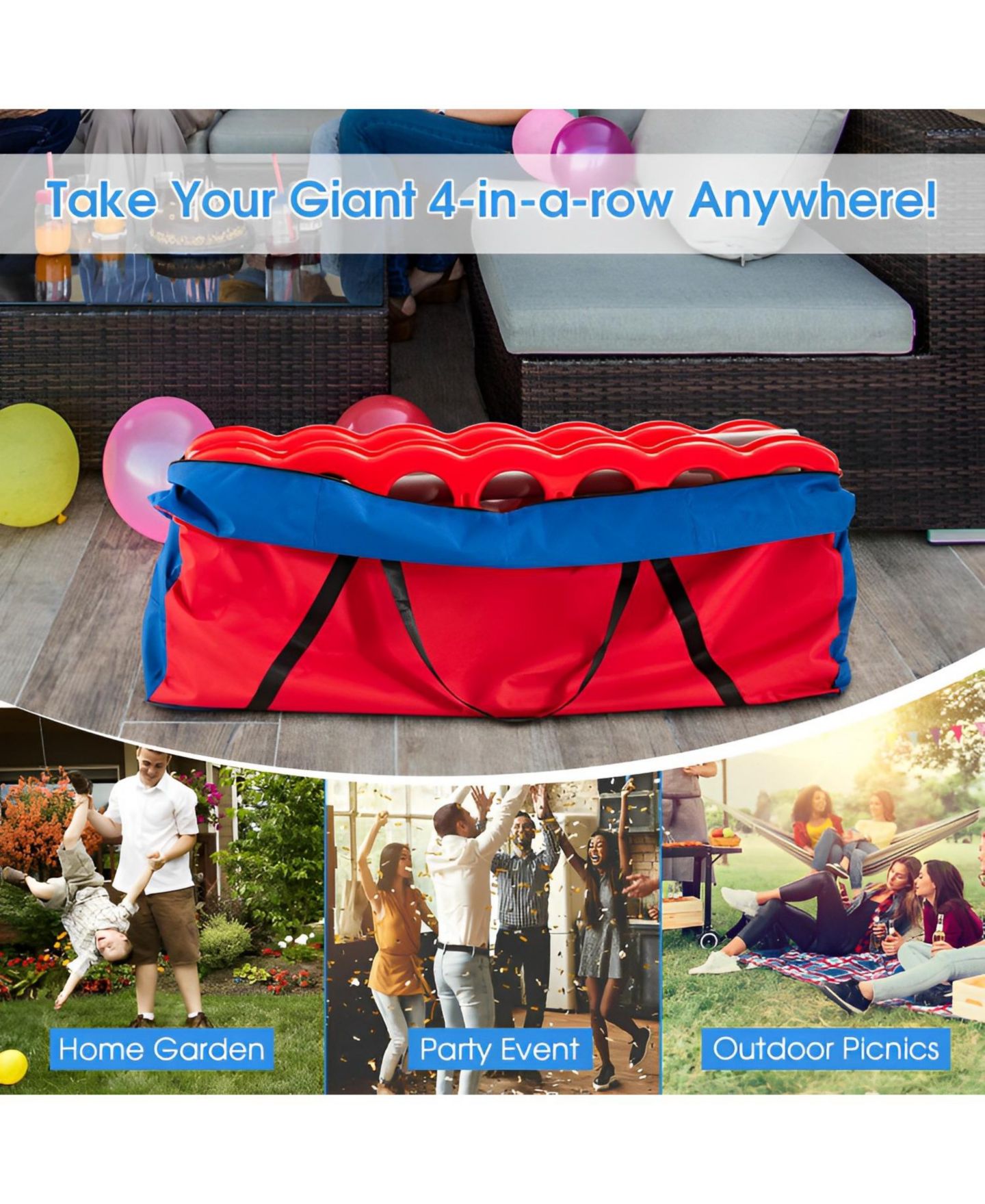 Детские игрушки SKONYON Giant 4 in A Row Storage Carrying Bag for Jumbo 4-to-Score Game Set Only Bag — фото 5