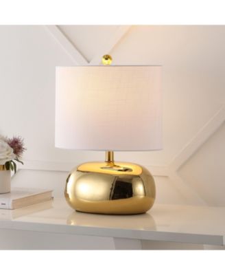 Calix 20" Mid-Century Glam Ceramic/Iron LED Table Lamp, Gold