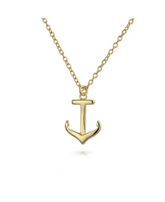 Set Of 2 Nautical Ship Wheel Layering Boat Anchor Pendant Necklace Gold Plated Sterling Silver Jewelry Set