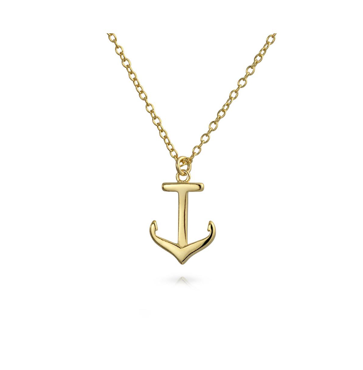 Bling Jewelry Set Of 2 Nautical Ship Wheel Layering Boat Anchor Pendant Necklace For Women Gold Plated Sterling Silver Jewelry Set