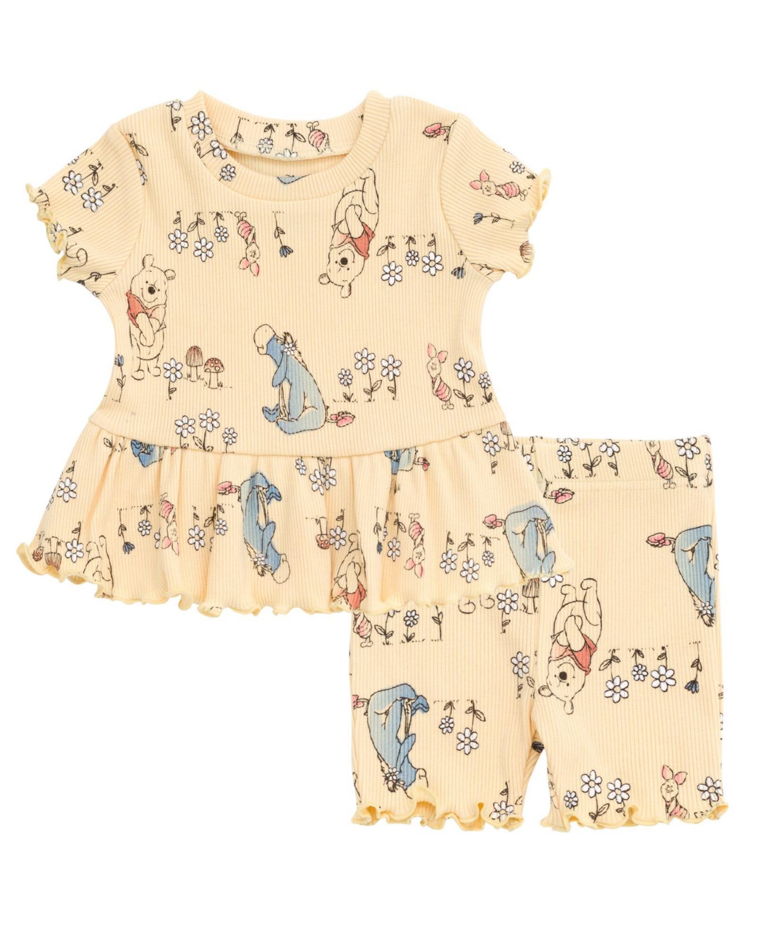 Toddler Girls Peplum T-Shirt and Bike Shorts Outfit Set
