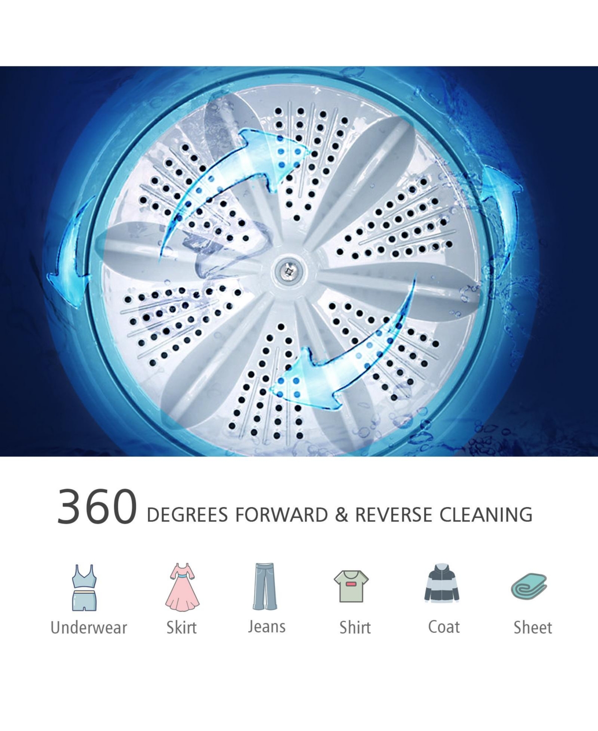 Slickblue Full-Automatic Washing Machine with Built-in Barrel For Laundry