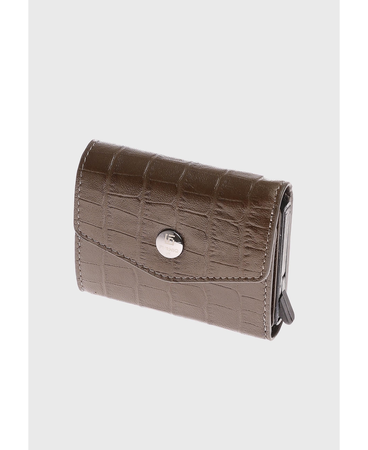 Genuine Leather Crocodile Pattern Snap Closure Wallet & Card Holder - Black