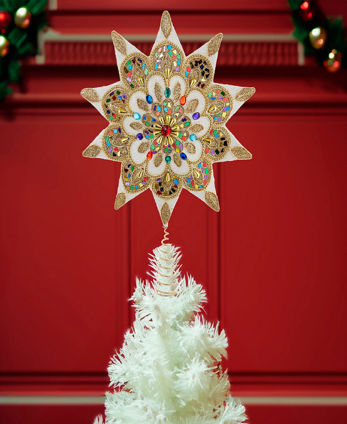 Kurt Adler Unlit 10-Point Star Tree Topper, 16.5 Inches