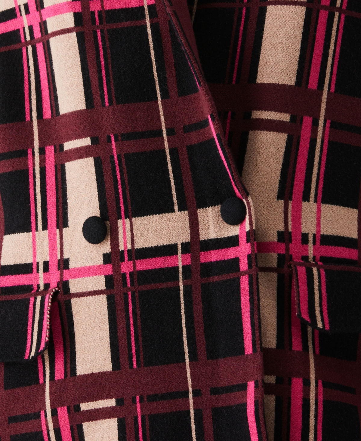 Ella Rafaella Plus Size Plaid Relaxed Long Sleeve Sweater Blazer