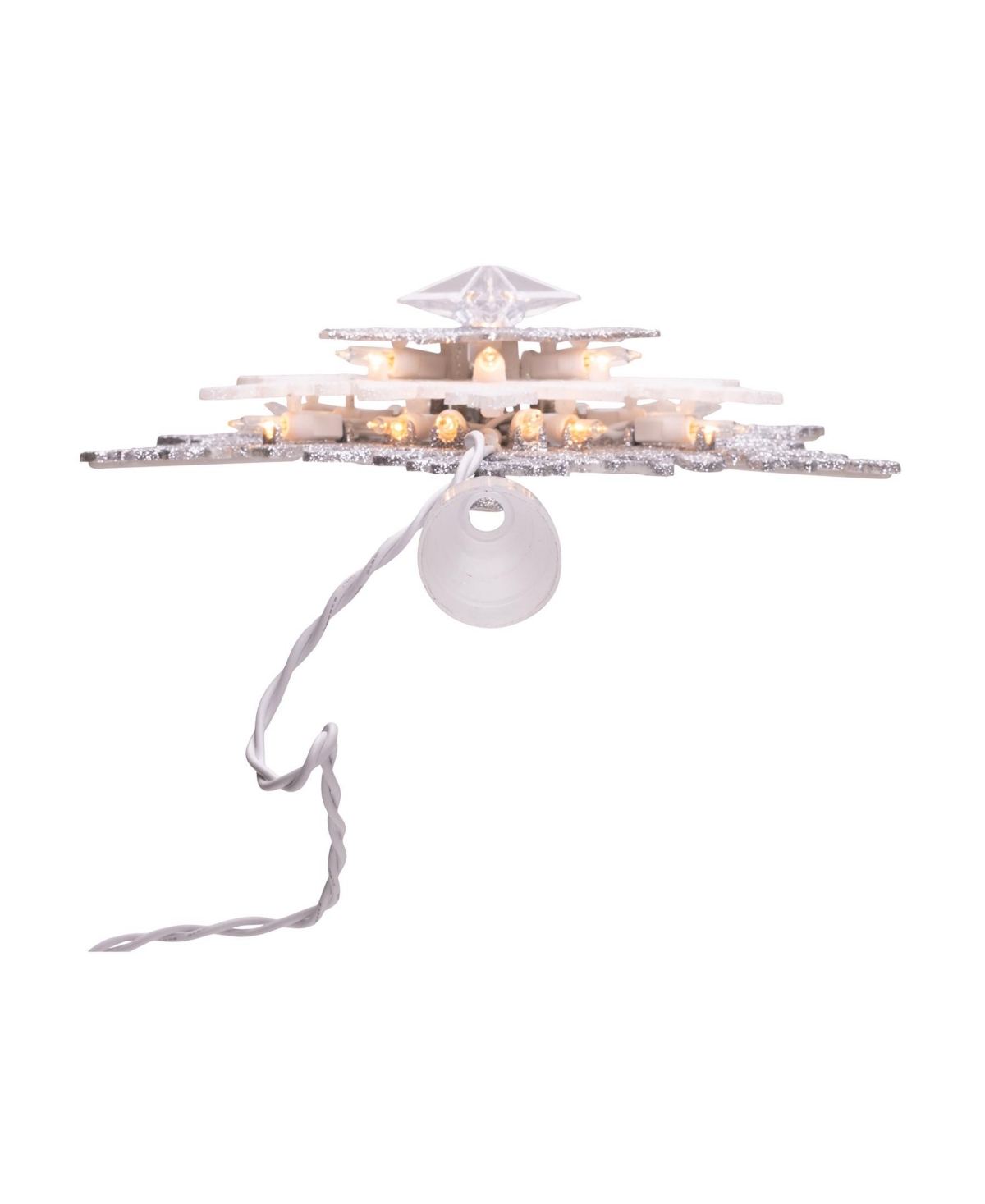 Kurt Adler 13.75-Inch Ul 20-Lightand White Glittered Snowflake Tree Topper - Silver