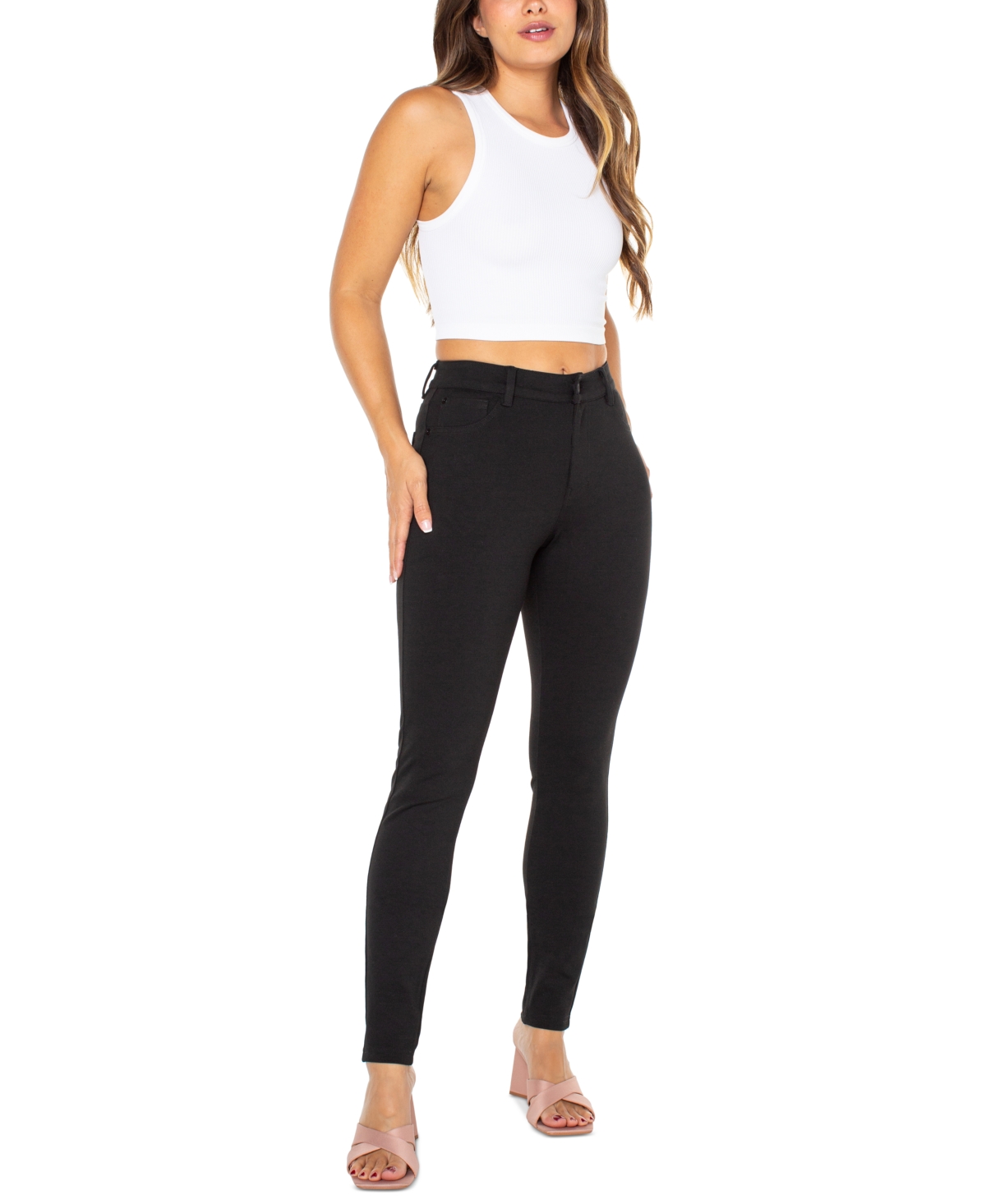 Juniors' Skinny Ponte Pants - Black