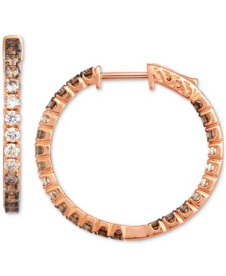 Le Vian - Chocolate Ombr&eacute; Diamond In & Out Small Hoop Earrings (2 ct. t.w.) in 14k Gold, 1"