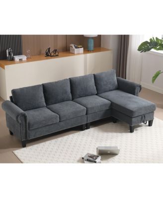 Convertible Sectional Sofa with Storage, L-Shaped, 4-Seater