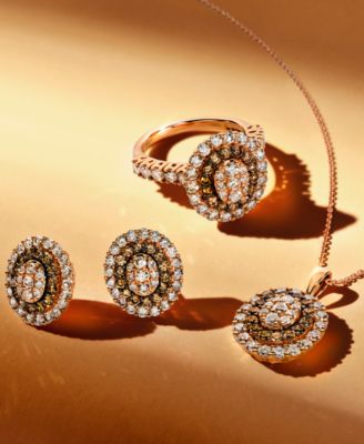 Chocolate Diamond & Nude Diamond Halo Cluster Ring (2 ct. t.w.) in 14k Rose Gold