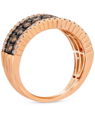 Chocolate Diamond & Nude Diamond Multirow Statement Ring (1-1/5 ct. t.w.) in 14k Rose Gold