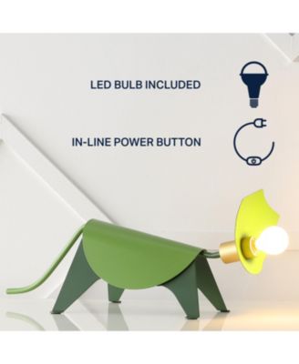 Gretchen 7.5" Modern Industrial Iron Triceratops LED Kids' Lamp, Green