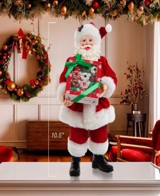 10.5-Inch Fabrich&eacute; Santa with Box of Donuts