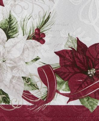 Clarette Poinsettia Holiday Fabric Placemats 19"x 13", Set of 4
