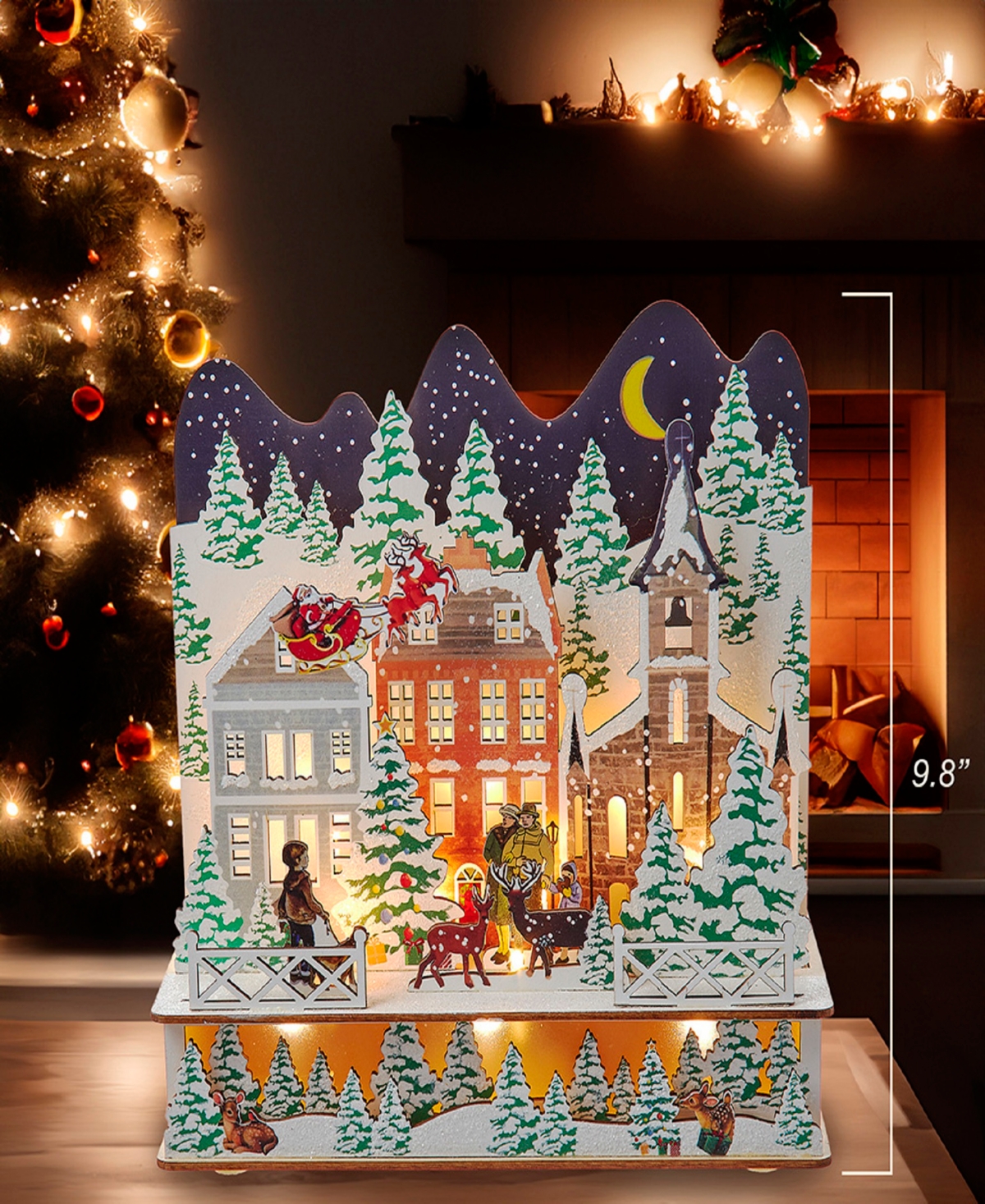 Kurt Adler 9.8-Inch Battery Operated Led Lighted Christmas Tree Village