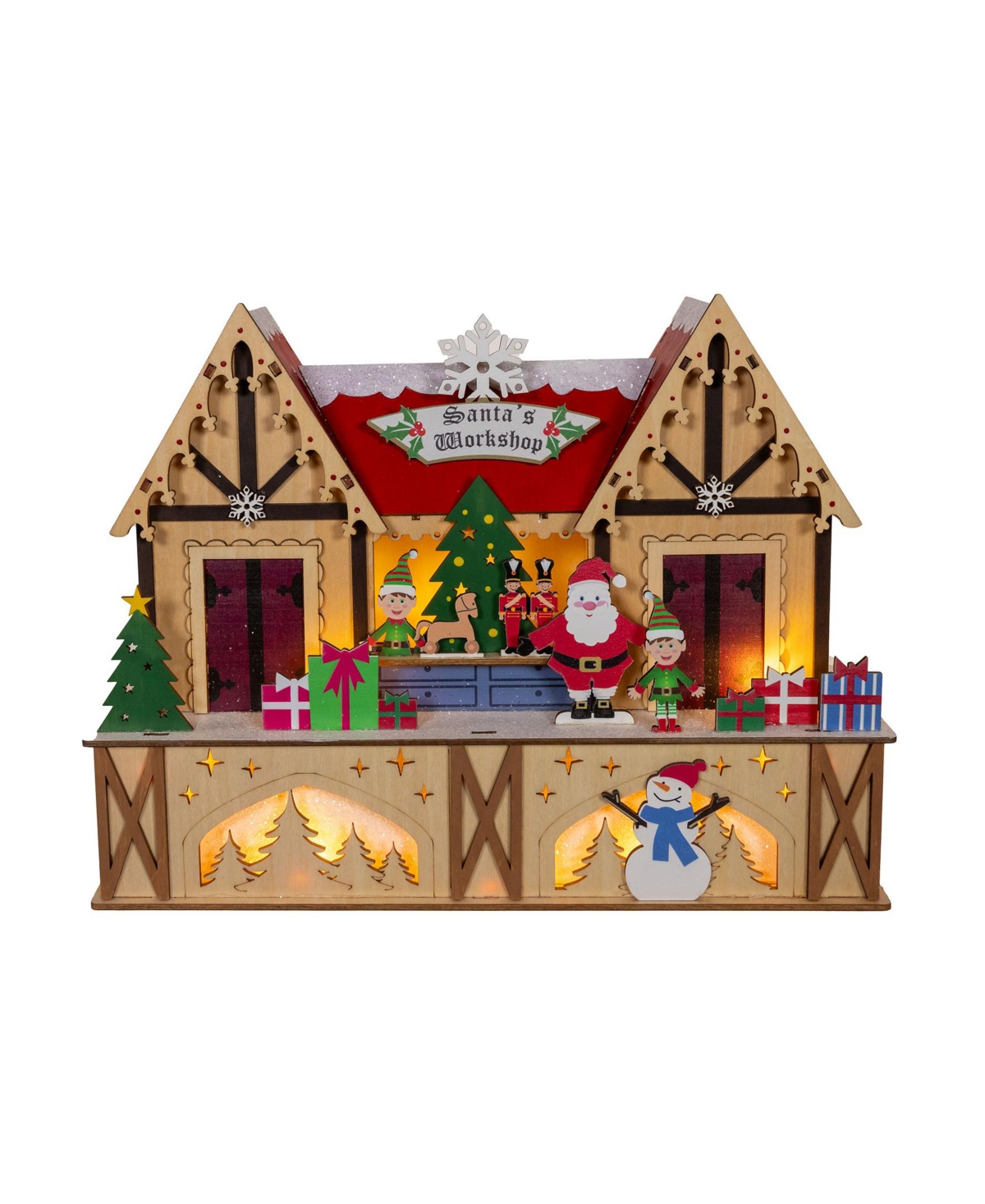 Kurt Adler 10-Inch Battery-Operated Wooden Led Lighted Santa's Workshop