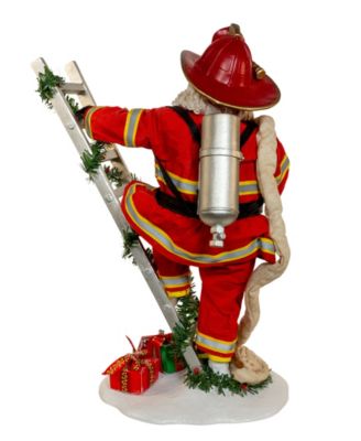 11.5-Inch Fabrich&eacute; Fireman Santa On Ladder