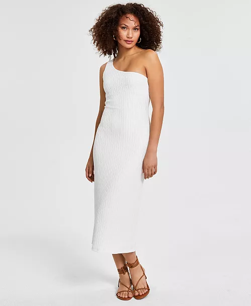 women's one-shoulder asymmetric midi dress, created for macy's