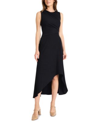 Maggy London - Women's Round-Neck Gathered High-Low Dress
