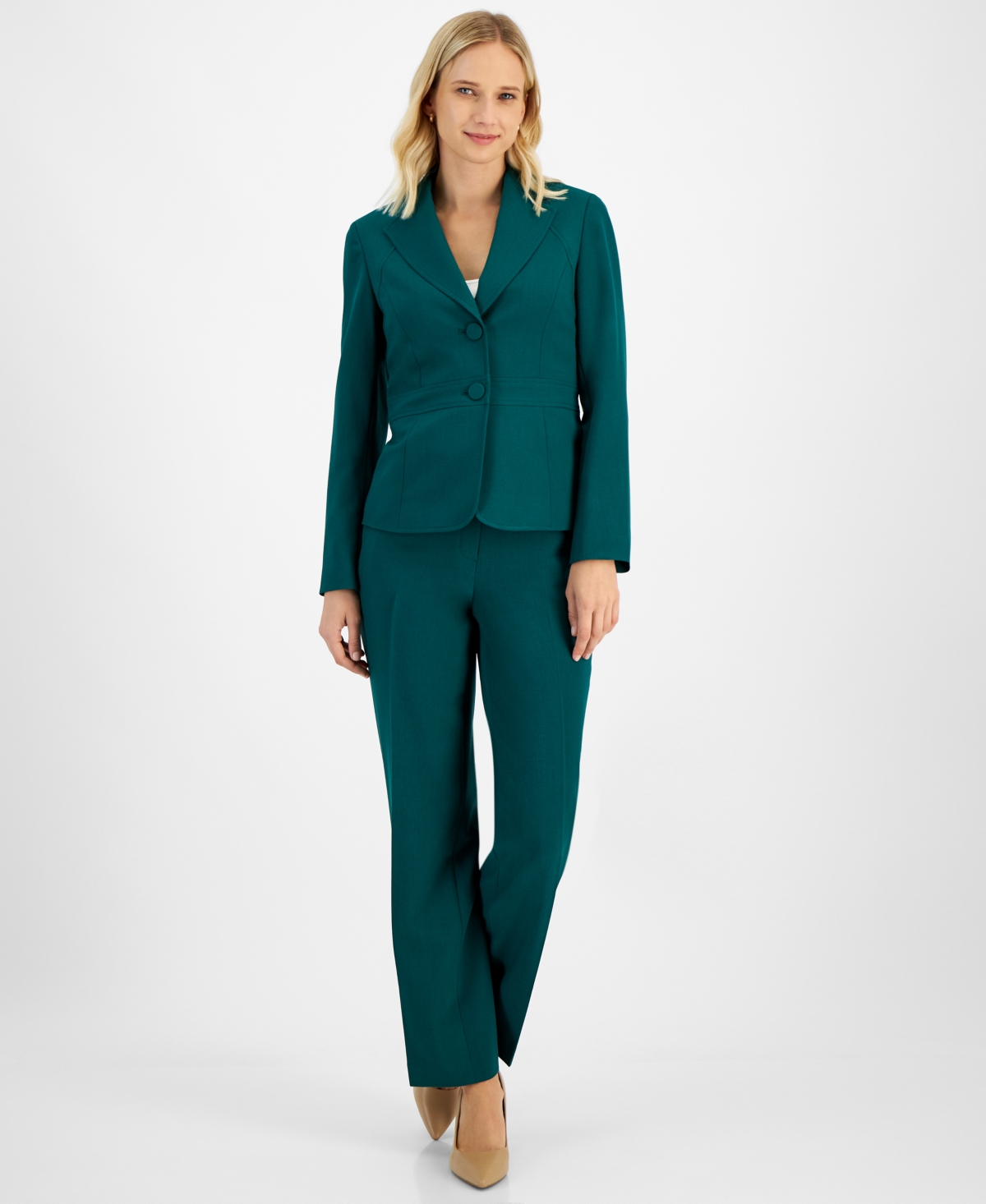 Le Suit Women's Seamed Peplum Pantsuit, Regular & Petite