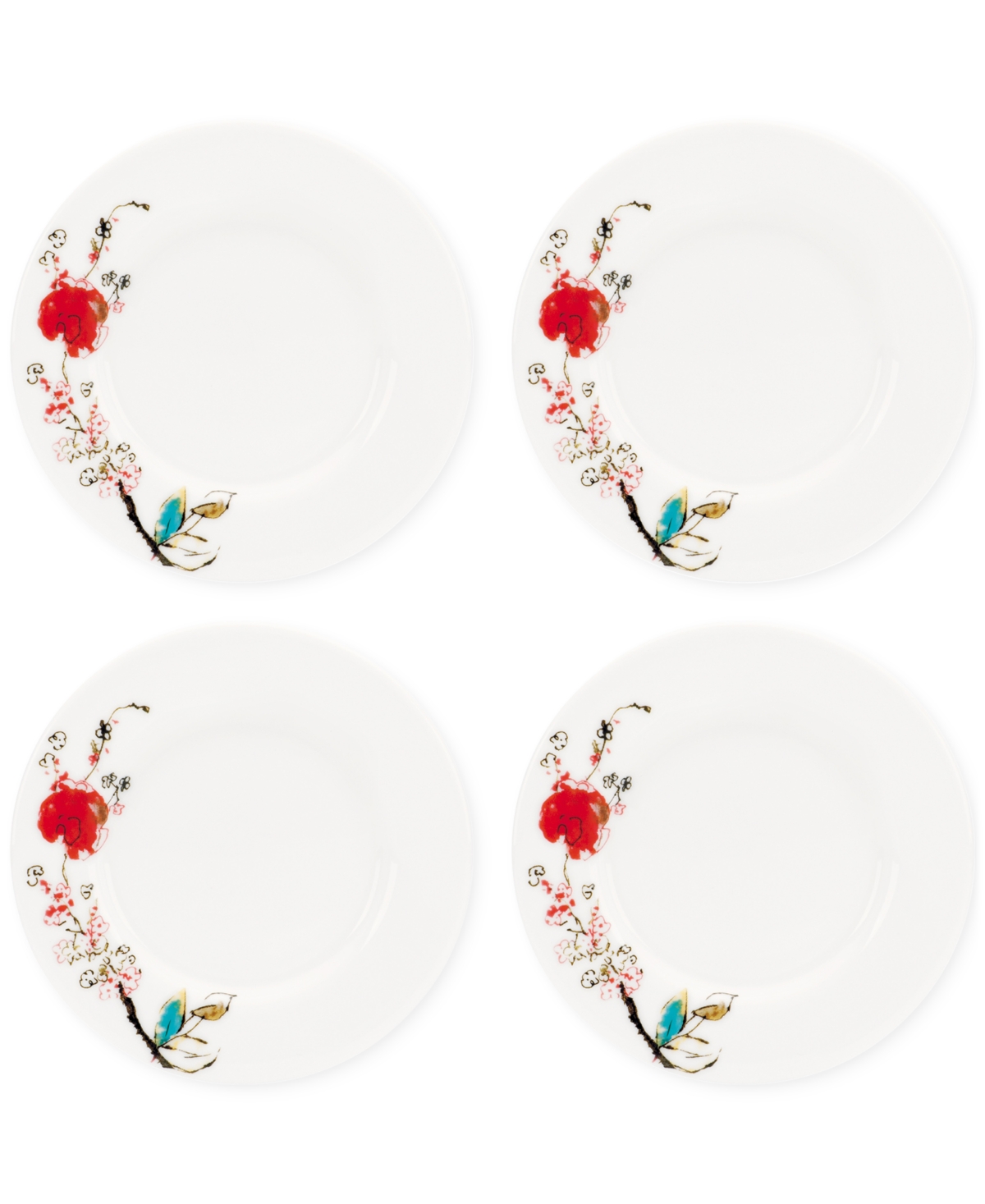 Lenox Chirp Saucers/appetizer Plates, Set Of 4 In White
