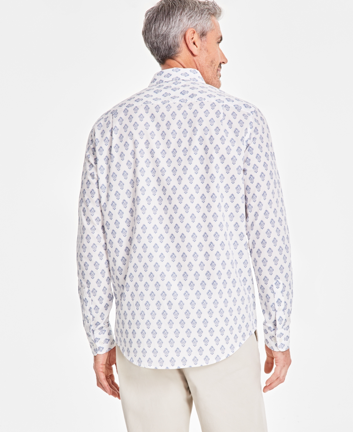 Club Room Men's Royal Foulard Refined Woven Long-Sleeve Button-Down Shirt, Created for Macy's