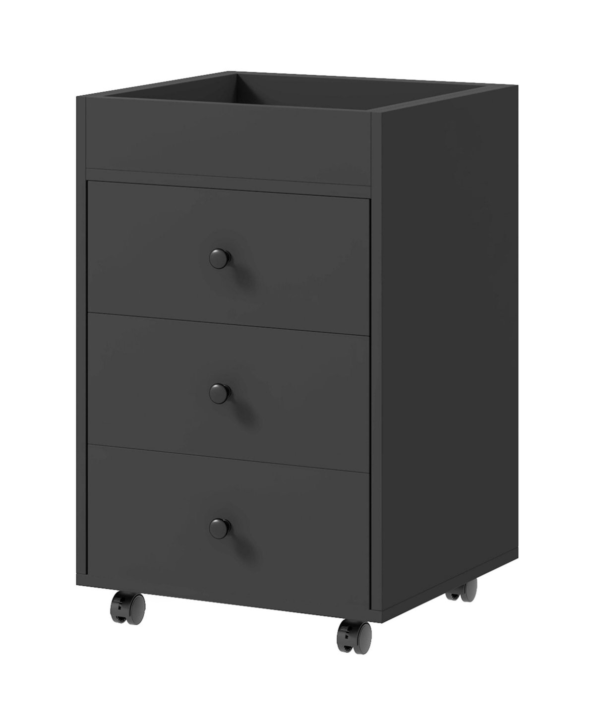 Homcom 3 Drawer Storage Cabinet with Wheels Tray for Home Office, Walnut