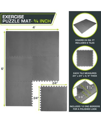 Exercise Puzzle Mat 3/4-in, 24 Sq Ft - 6 Tiles
