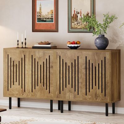 Sideboard Buffet with Storage, 59" Buffet Sideboard Cabinet with Adjustable Shelves