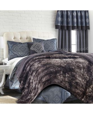 Premium Wolf Faux Fur & Sherpa Minky Reversible Blanket, Throw