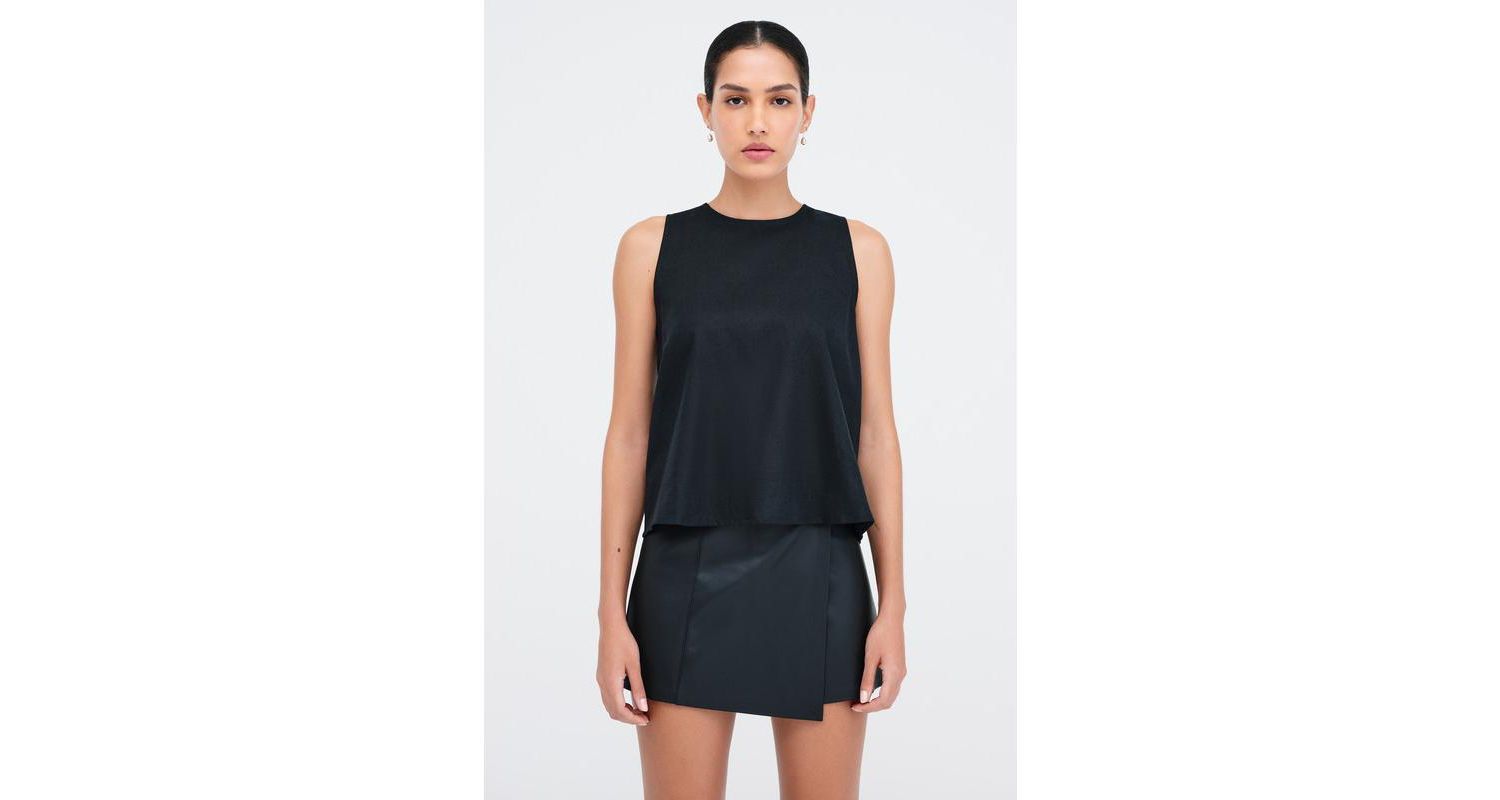 Women's McKinley Sheer Linen Sleeveless A-Line Top with Back Zip
