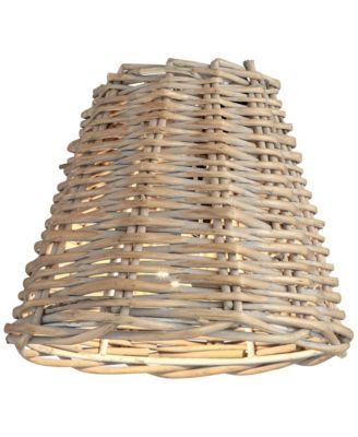 Collection Set of 6 Lamp Shades Natural Wicker Weave Small 3" Top x 6" Bottom x 5" High Candelabra Clip-On Fitting