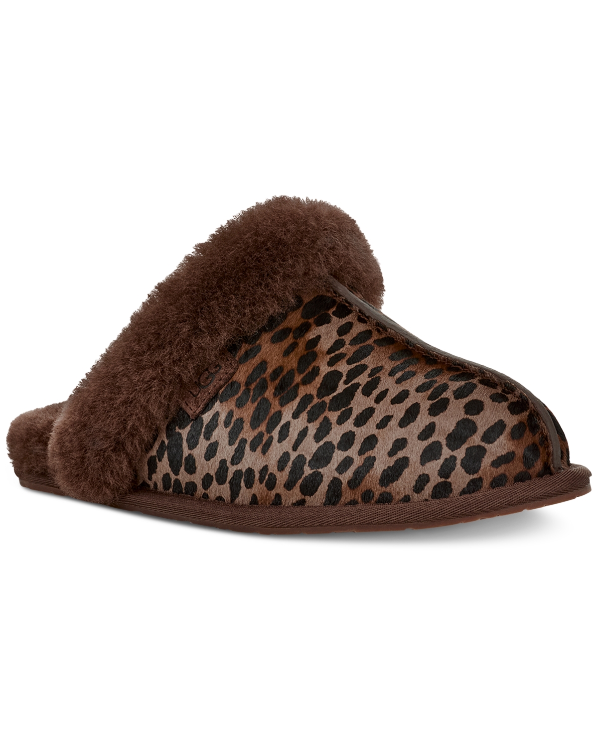 Ugg Scuffette Caspian Printed Calf-hair Slippers In Burnt Cedar