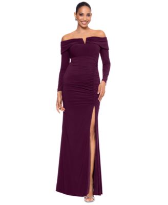 XSCAPE - Women's Off-The-Shoulder Long-Sleeve Jersey Gown