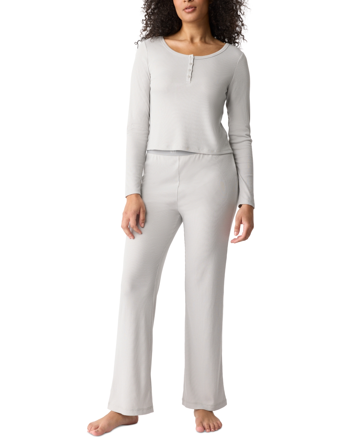 Gap Body Women's Ribbed High-rise Pajama Pants In Quiet Grey