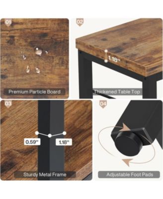 55-Inch Industrial Sofa Table, 3-Tier Console Table with Metal Frame and Open Shelves