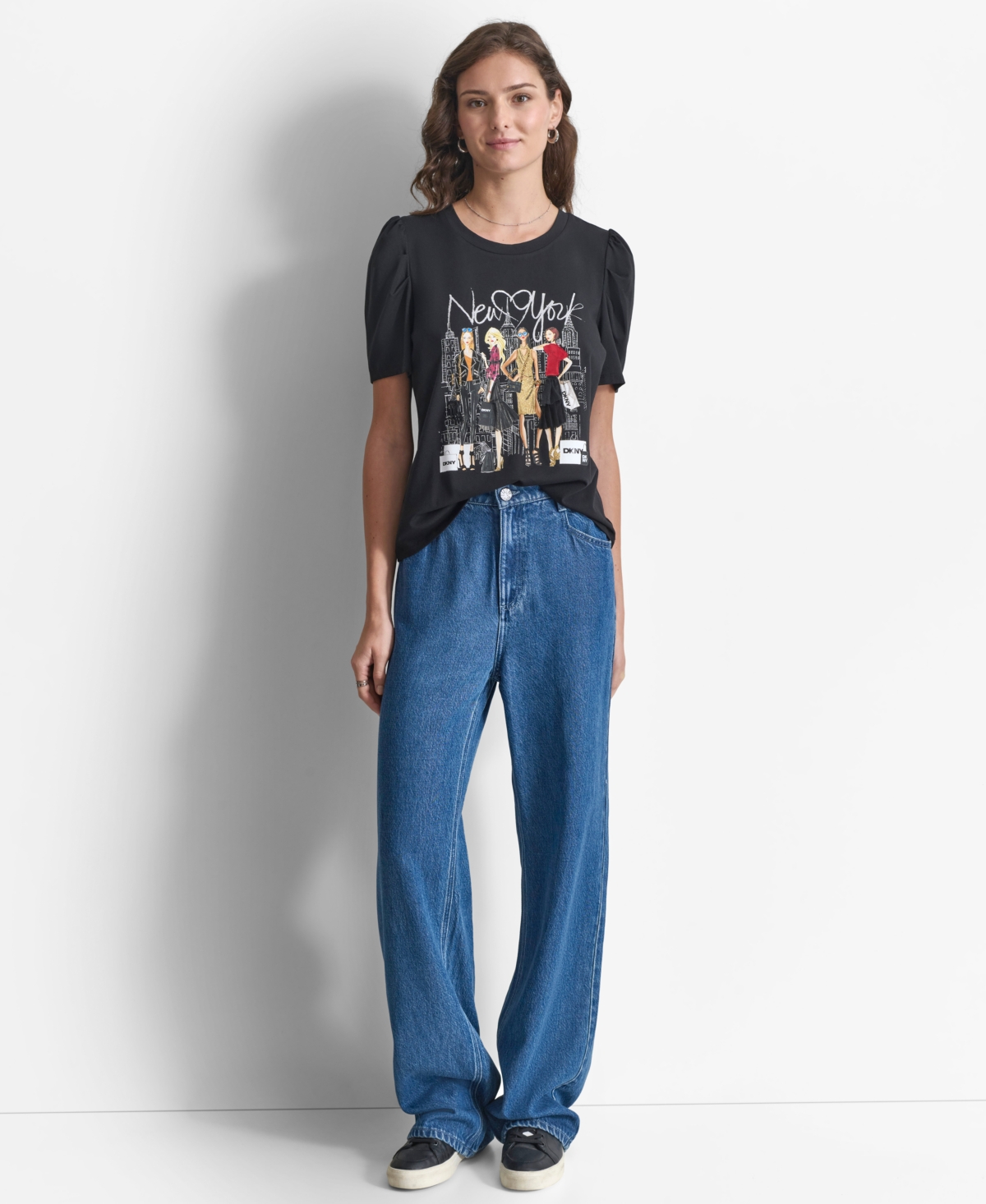 Dkny Women's New York Girl Graphic Crewneck Top