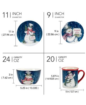 Snowman Greetings 16 Pc. Dinnerware Set, Service for 4