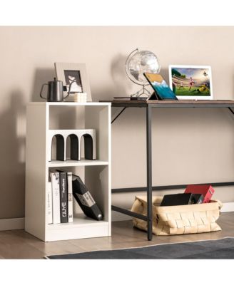 2 PCS Bookshelf 2-Tier Open Wood Display Organizer Set Vinyl Record Cube Storage