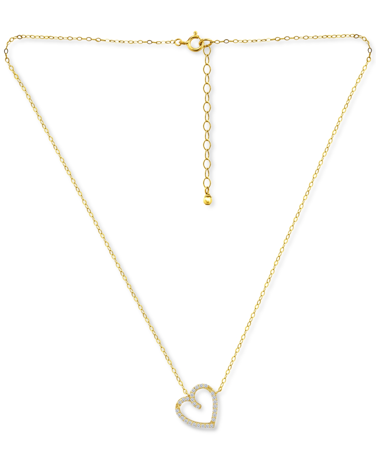 Giani Bernini Cubic Zirconia Heart Pendant Necklace, 16" + 2" Extender, Created For Macy's In Silver