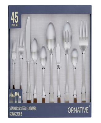 Yesenia Satin 45 Piece Flatware Set, Service for 8 