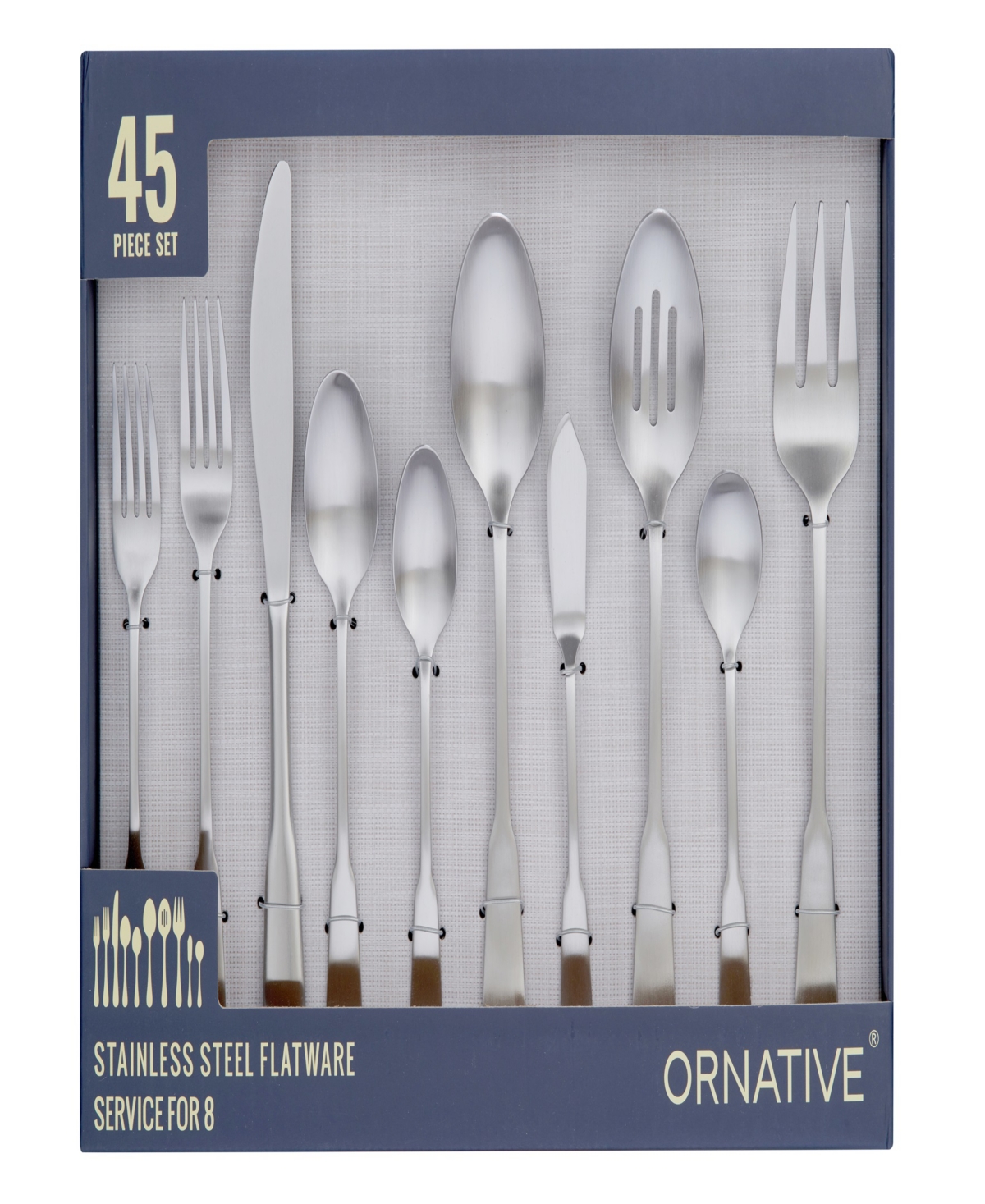 Ornative Yesenia Satin Service For 8 45 Piece Flatware Set In Silver